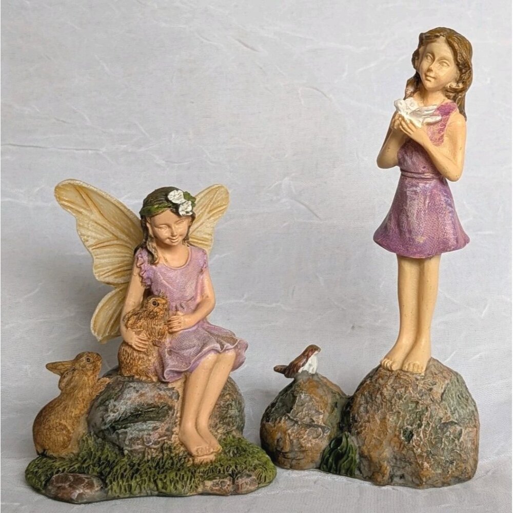 5 Miniature Fairy Garden Figurines Fox Lamb Fairies Animals Cottagecore Set READ - Picture 12 of 16